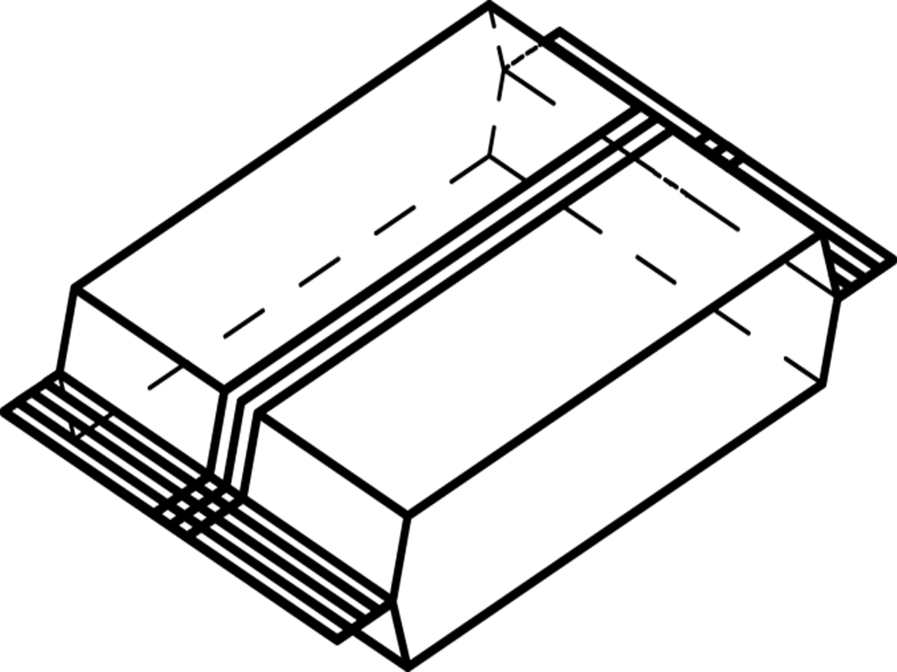 Illustration of the packaging type "Flowpack with longitudinal seam above/below"t