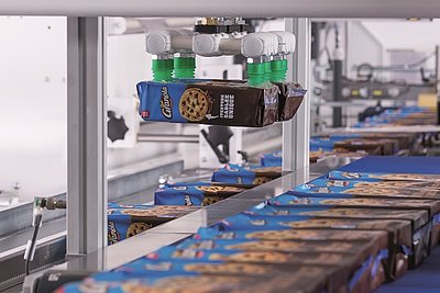 Abbildung von High-Speed Robotertechnik für Keksverpackung